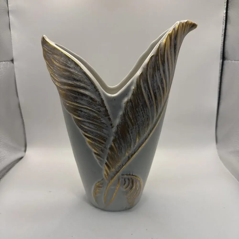 Royal Haeger Golden Feather Vase Art Pottery 443-H Made in USA - VINTAGE *